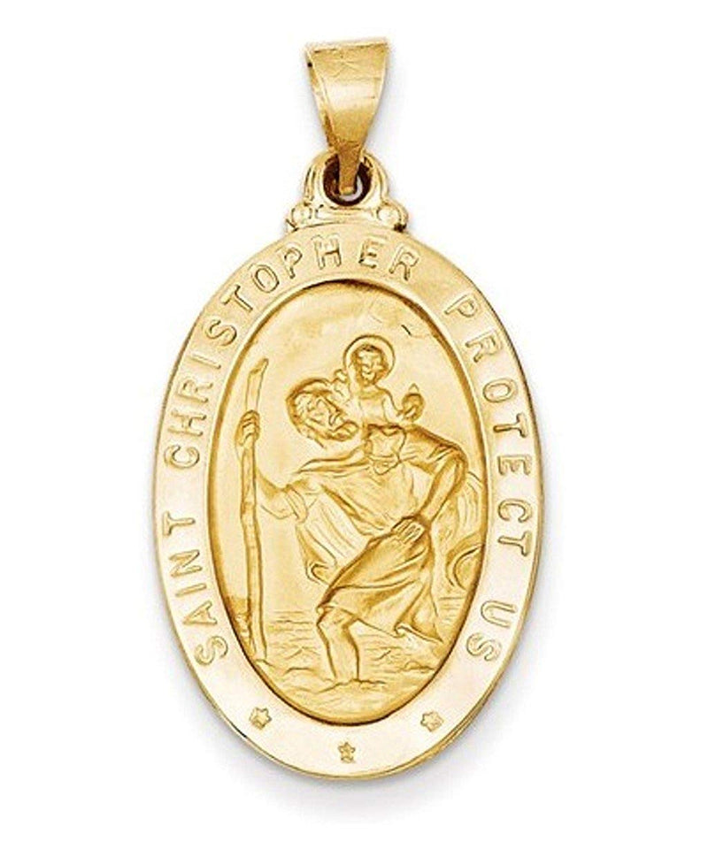 14k Yellow Gold St. Christopher Medal Pendant (28X18 MM)