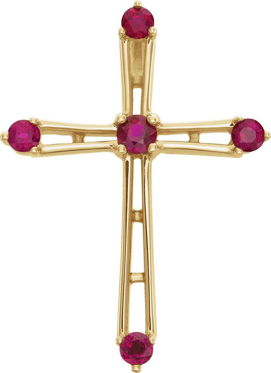 Ruby Cross 14k Yellow Gold Pendant (26.00X22.00 MM)