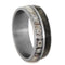 Deer Antler, Buckeye Burl Wood 8mm Comfort-Fit Matte Titanium Wedding Band