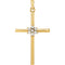 7-Stone Diamond Cluster Christian Cross 14k Yellow Gold Pendant (.07 Ctw) 22.80X11.30MM