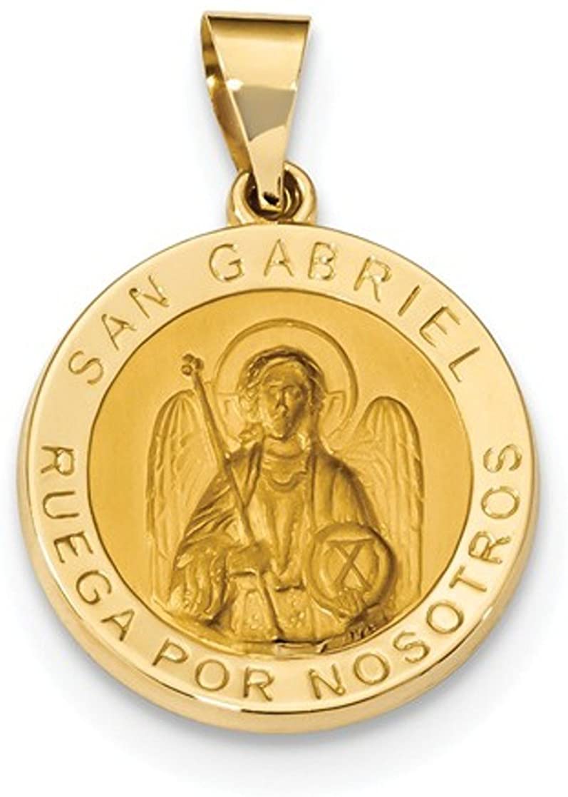 14k Yellow Gold Spanish St. Gabriel Medal Pendant (21.3X18.6MM)