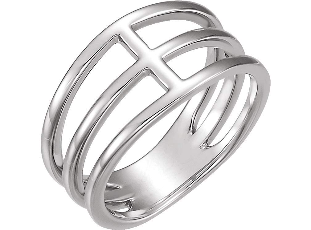 Platinum 3 Row Negative Space Ring