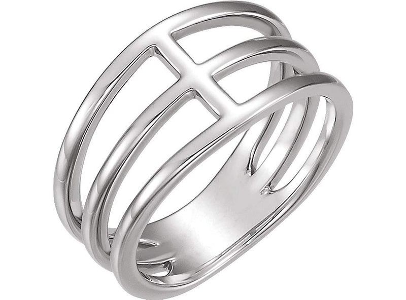 3 Row Negative Space Ring, Sterling Silver