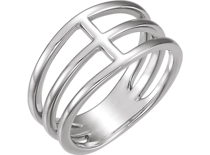 3 Row Negative Space Ring, Sterling Silver, Size 5.5