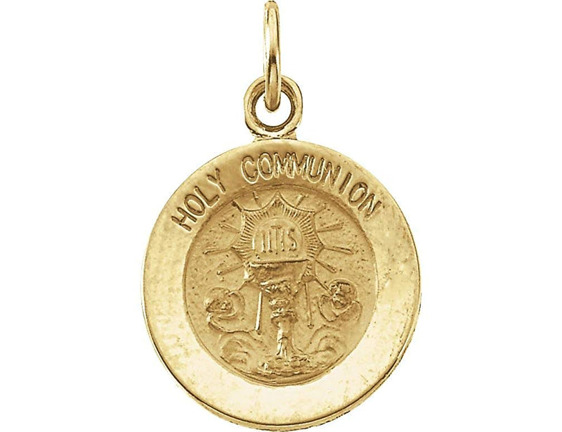 14k Yellow Gold Round Holy Communion Medal (18.25 MM)