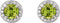 Peridot and Diamond Halo-Style Earrings, 14k White Gold (4MM) (.125 Ctw, G-H Color, I1 Clarity)