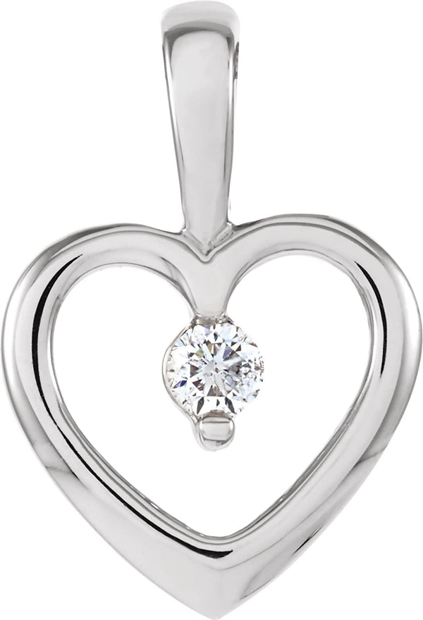 14k White Gold Heart Pendant (GH Color, I1 Clarity, .07 Cttw)