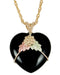 Onyx Heart Pendant Necklace, 10k Yellow Gold, 12k Green and Rose Gold Black Hills Gold Motif, 18"