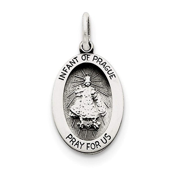 Sterling Silver Antiqued Infant of Prague Medal (25X13MM)