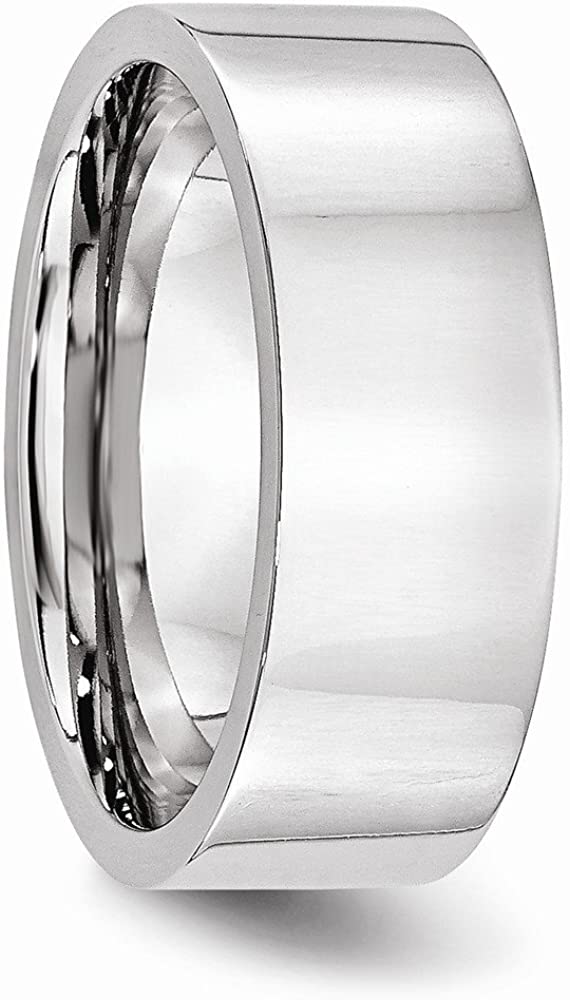 Men's Chromium Cobalt 8mm Comfort-Fit Flat Profile Polished Ring Size 11