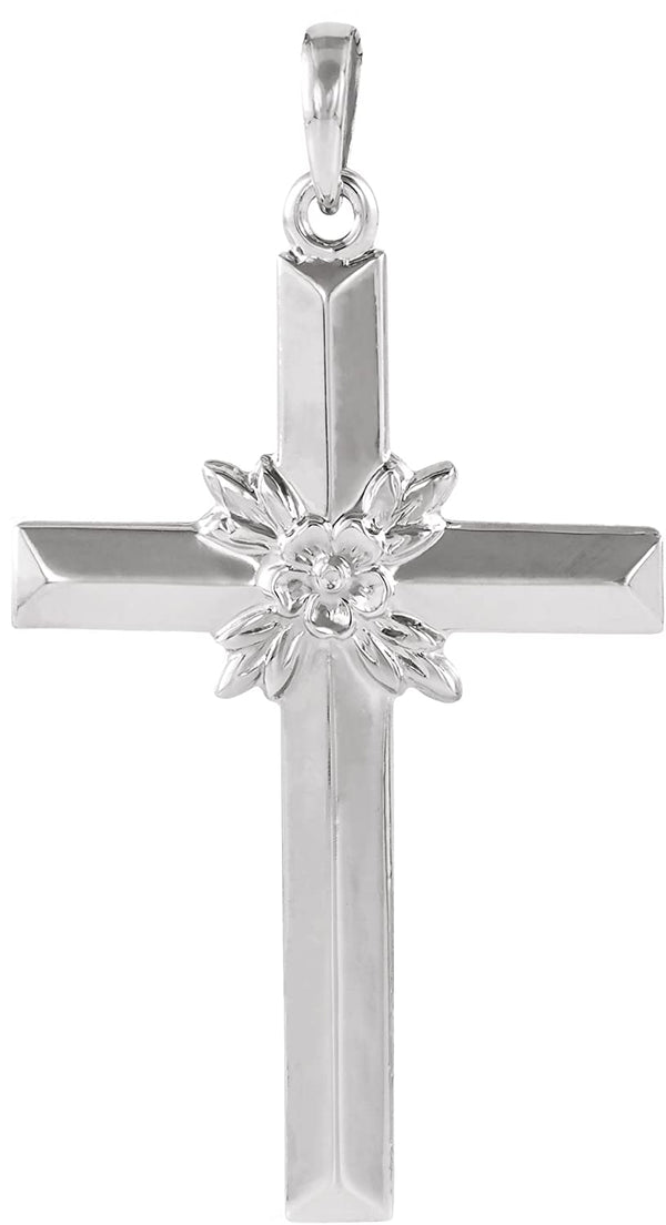 Men's Platinum Rose of Sharon Cross Pendant