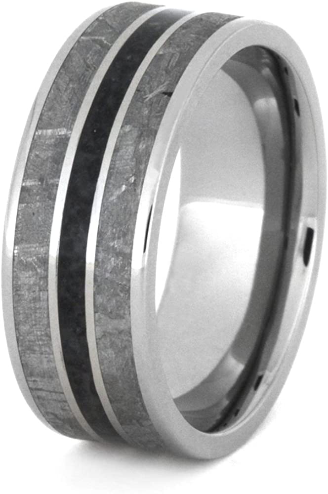 Onyx, Gibeon Meteorite 8mm Comfort-Fit Titanium Wedding Band, Size 4.25