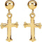 Girl's Apostles' Cross Dangle Earrings, 14k Yellow Gold (11x8MM)