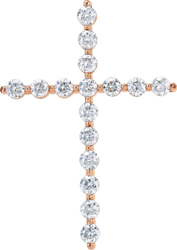 Diamond Cross 14k Rose Gold Pendant (1.625 Ctw, G-H Color, I1 Clarity)