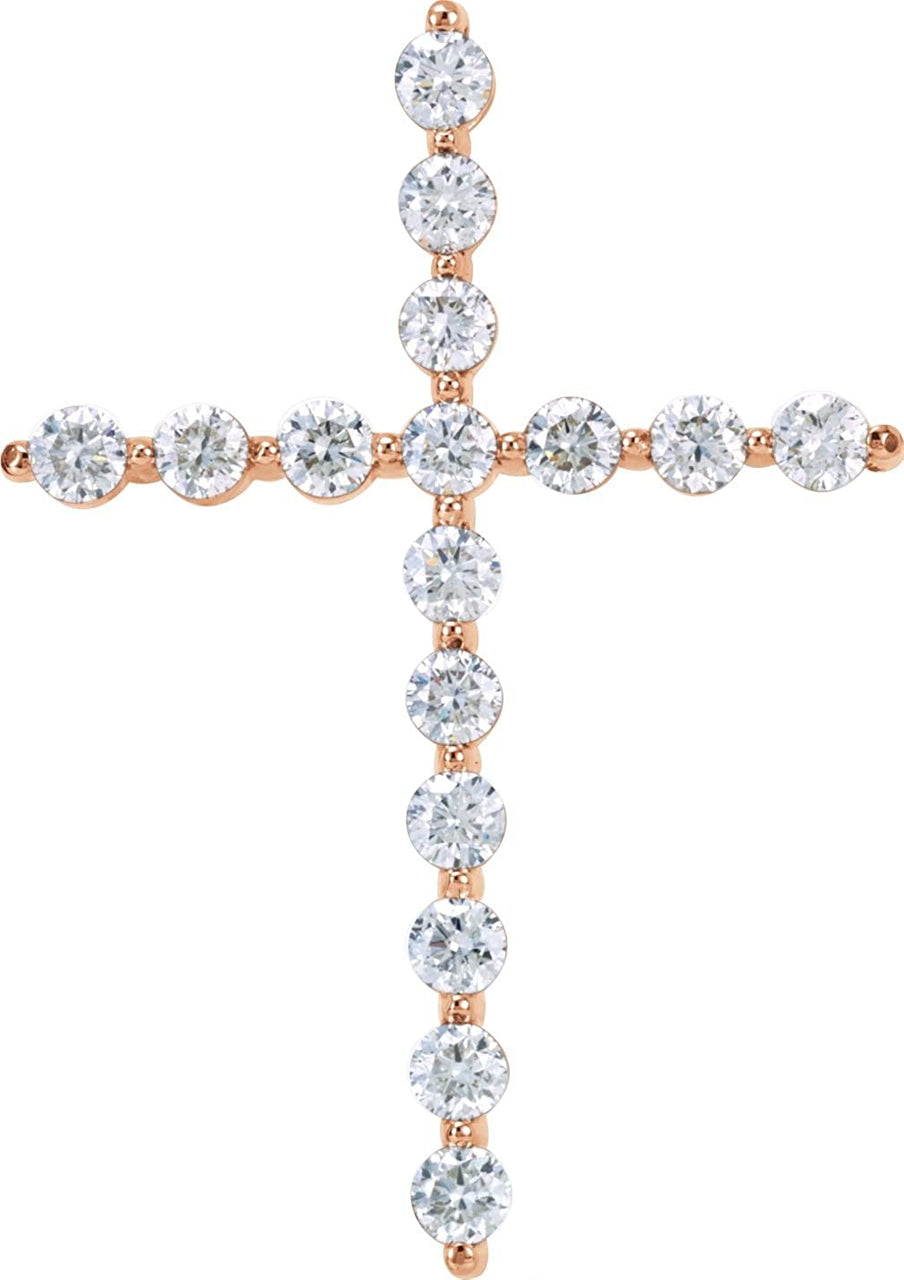 Diamond Cross 14k Rose Gold Pendant (1.625 Ctw, G-H Color, I1 Clarity)