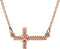 Rope-Trim Sideways Cross Necklace, 14k Rose Gold, 16.5" (8.65x16MM)