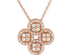 Diamond Clover Necklace, 14k Rose Gold, 18" (0.5 Ctw, G-H Color, I1 Clarity)