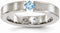 Edward Mirell Brushed Titanium Blue Topaz 4mm Wedding Band, Size 8