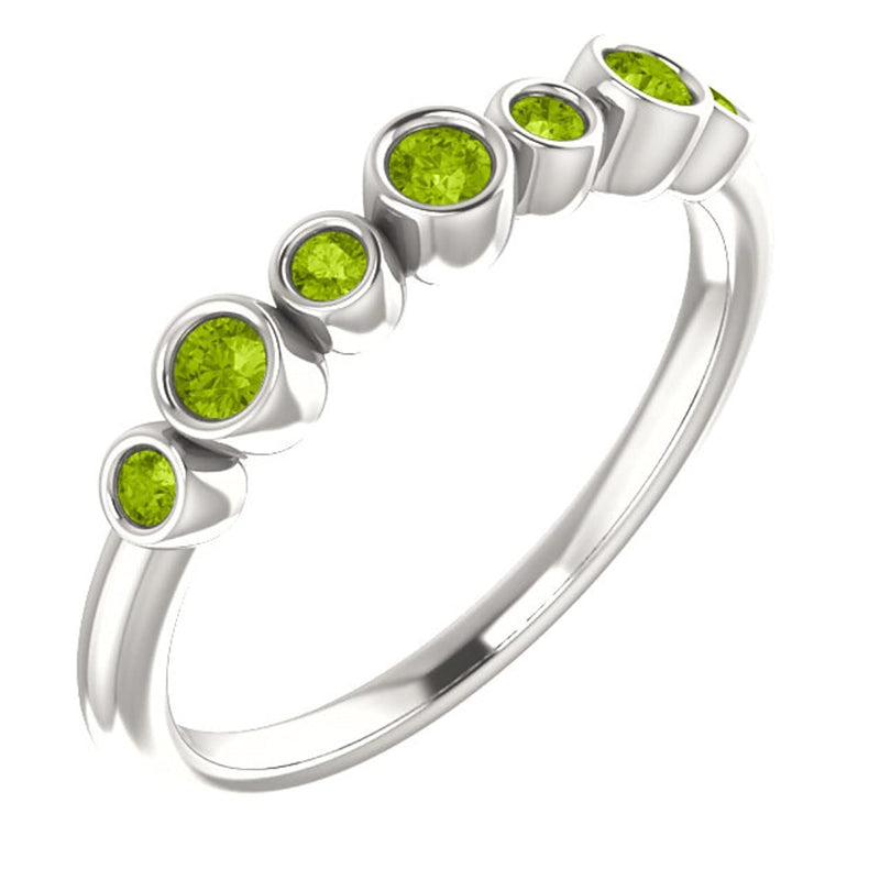 Peridot 7-Stone 3.25mm Ring, Sterling Silver