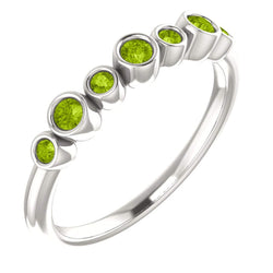 Peridot 7-Stone 3.25mm Ring, Rhodium-Plated 14k White Gold