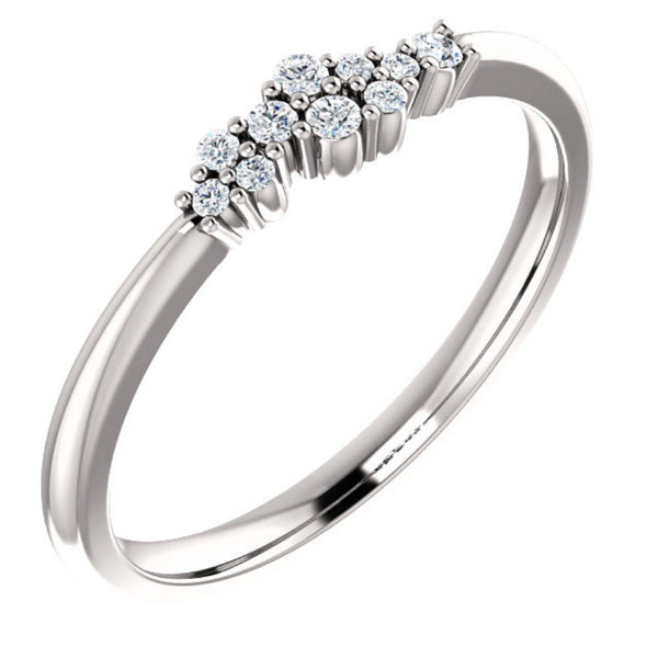 Platinum Diamond Stackable Cluster Ring, Size 7 (.1 Ctw, G-H Color, SI2-SI3 Clarity)