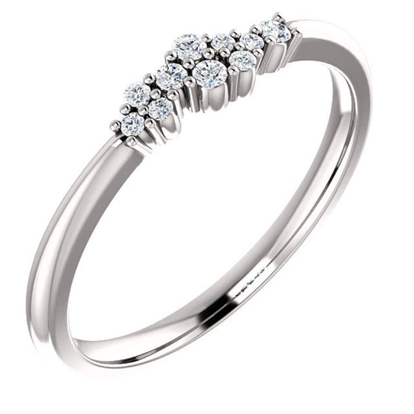 Diamond Stackable Cluster Ring, Rhodium-Plated 14k White Gold, Size 7 (.1 Ctw, G-H Color, I1 Clarity)