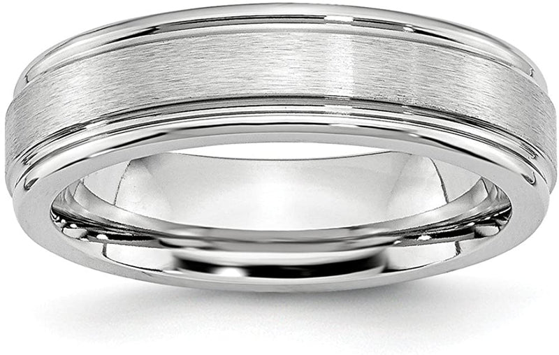 Men's Satin Cobalt Chrome 6mm Polished Ridge Comfort-Fit Ring Size 11.5