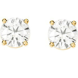 Ave 369 Diamond Stud Earrings, Rhodium Plated 14k Yellow Gold ( Color GH, Clarity I1)