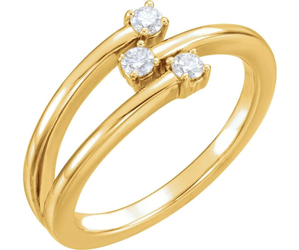 3-Stone Diamond Past, Present, Future Ring, 14k Yellow Gold, Size 7 (.20 Ctw, GH Color, I1 Clarity)