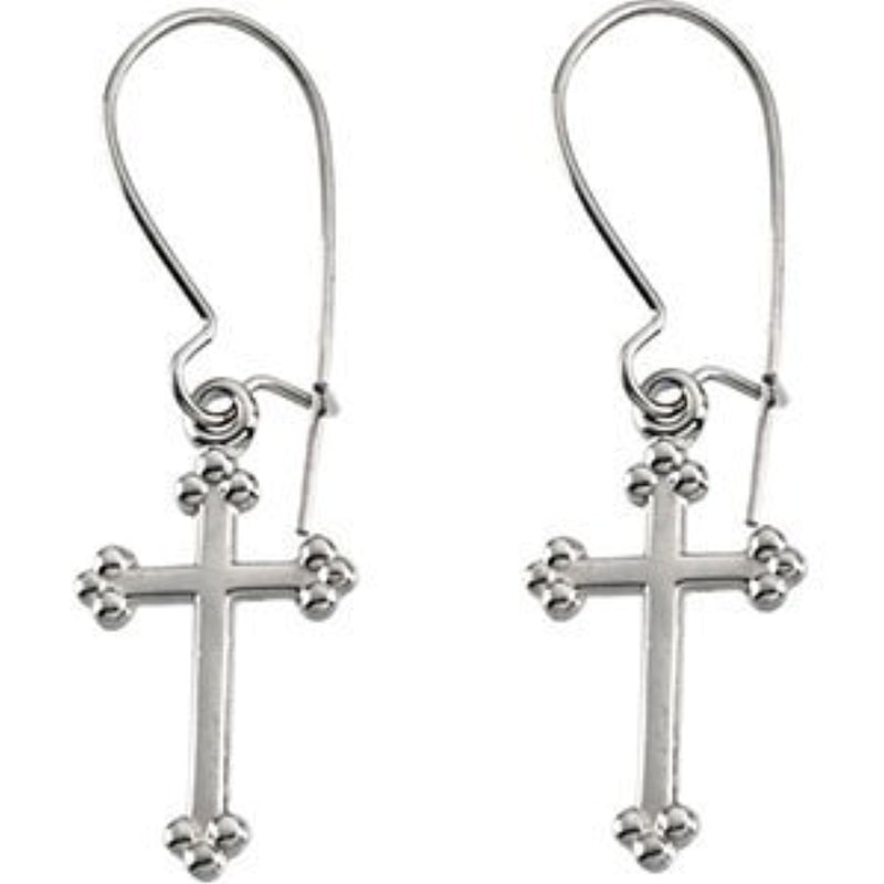 Girl's Botonee Cross Earrings, 14k White Gold (14x9MM)