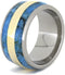 Turquoise, 14k Yellow Gold Inlay 11.5mm Comfort-Fit Titanium Wedding Band, Size 4