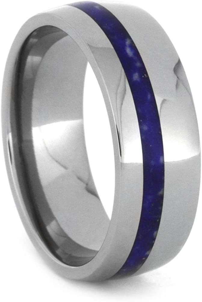 Lapis Lazuli 8mm Titanium Dome Comfort-Fit Band, Size 6