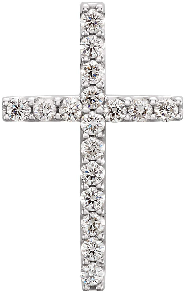 17-Stone Diamond Petite Cross Pendant in 14k White Gold (1/4 Ctw, GH Color, I1 Clarity)