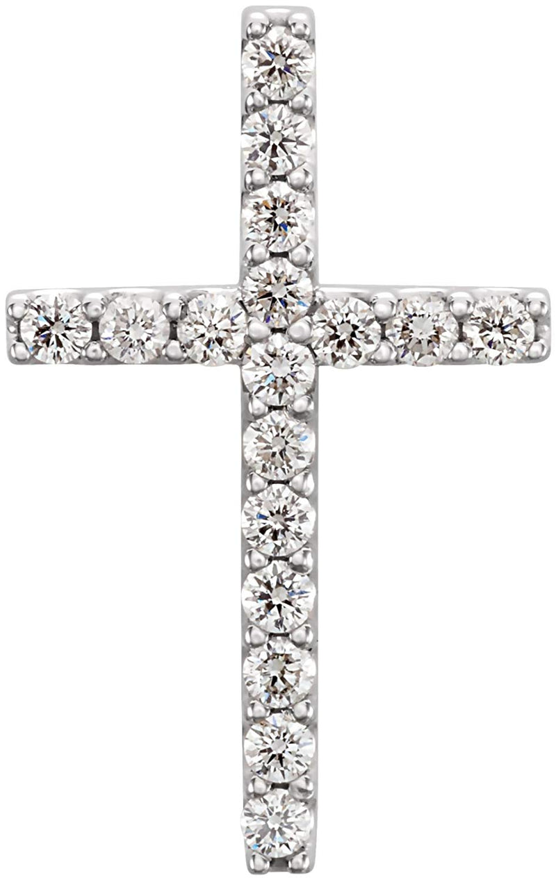 17-Stone Diamond Petite Cross Pendant in 14k White Gold (1/4 Ctw, GH Color, I1 Clarity)