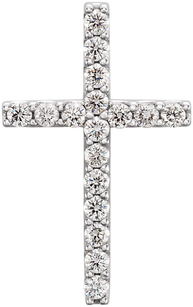 17-Stone Diamond Petite Cross Platinum Pendant (1/4 Ctw, GH Color, I1 Clarity)