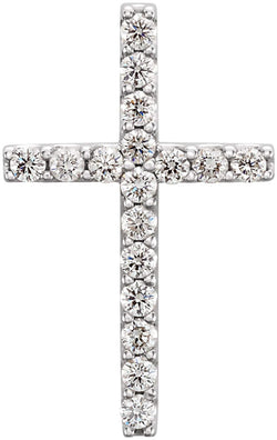 17-Stone Diamond Petite Cross Pendant in 14k White Gold (1/6 Ctw, GH Color, I1 Clarity)