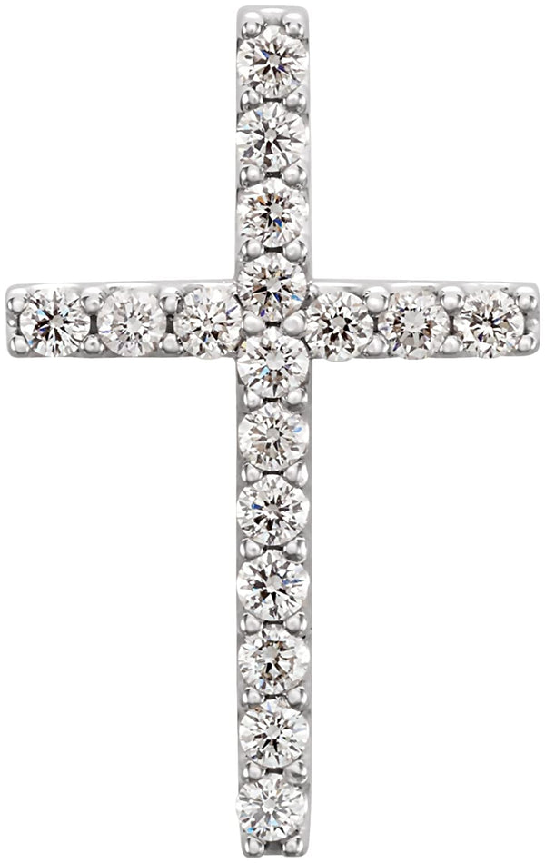 17-Stone Diamond Petite Cross Pendant in 14k White Gold (1/6 Ctw, GH Color, I1 Clarity)