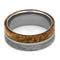 Spalted Maple Burl, Gibeon Meteorite 8mm Comfort-Fit Titanium Ring, Size 8