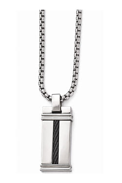 Edward Mirell Black Titanium and Cable Pendant Necklace, 20"