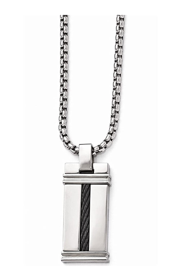 Edward Mirell Black Titanium and Cable Pendant Necklace, 20"