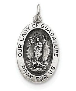 Sterling Silver Our Lady Of Guadalupe Medal (24X13MM)