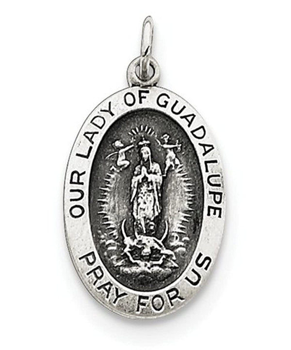 Sterling Silver Our Lady Of Guadalupe Medal (24X13MM)