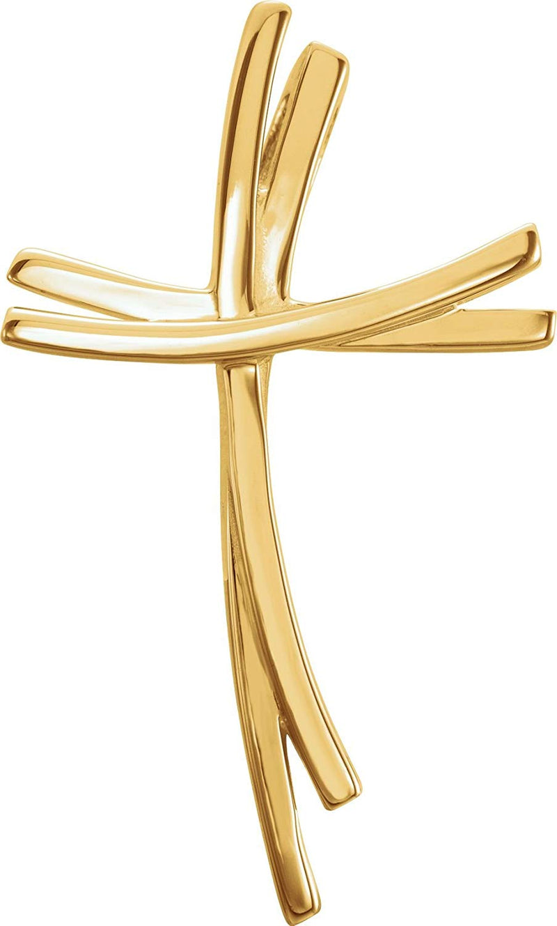 Modern Cross 14k Yellow Gold Pendant (29.00X16.50 MM)