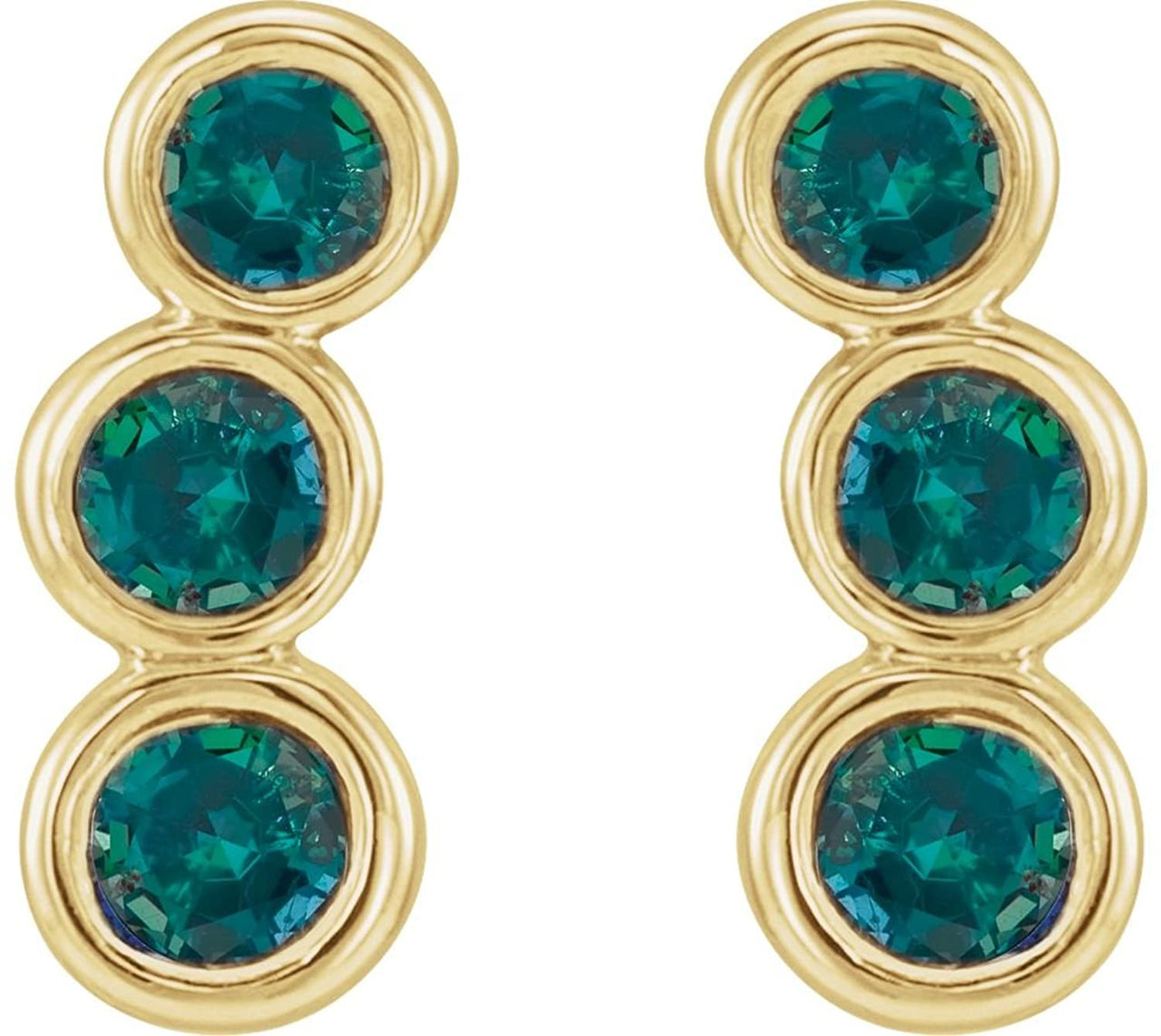 Alexandrite Three-Stone Ear Climbers, 14k Yellow Gold