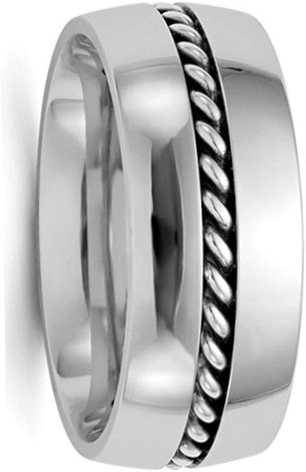 Edward Mirell Cobalt and Sterling Silver Braided 9mm Comfort-Fit Band, Size 8