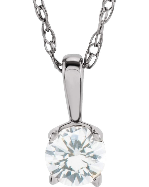 Children's Imitation Diamond 'April' Birthstone Sterling Silver Pendant Necklace, 14"