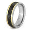 Dinosaur Bone, 18k Yellow Gold Pinstripes 7mm Comfort-Fit Titanium Ring