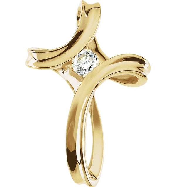 Diamond Everlasting Love Cross 14k Yellow Gold Pendant