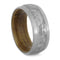 Gibeon Meteorite, Brushed Titanium 9mm Comfort-Fit Whiskey Barrel Oak Wood Band