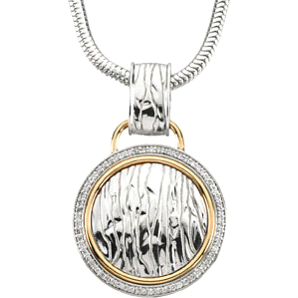 61-Stone Diamond Round Elephant Skin Design Pendant Necklace, 14k Yellow Gold and Sterling Silver, 18" (1/3 Ctw)